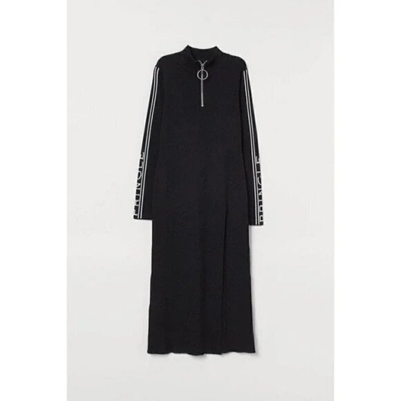 Pringle of Scotland Mock Turtleneck Black Ribbed Knit dress by H&M Size S - Picture 3 of 5